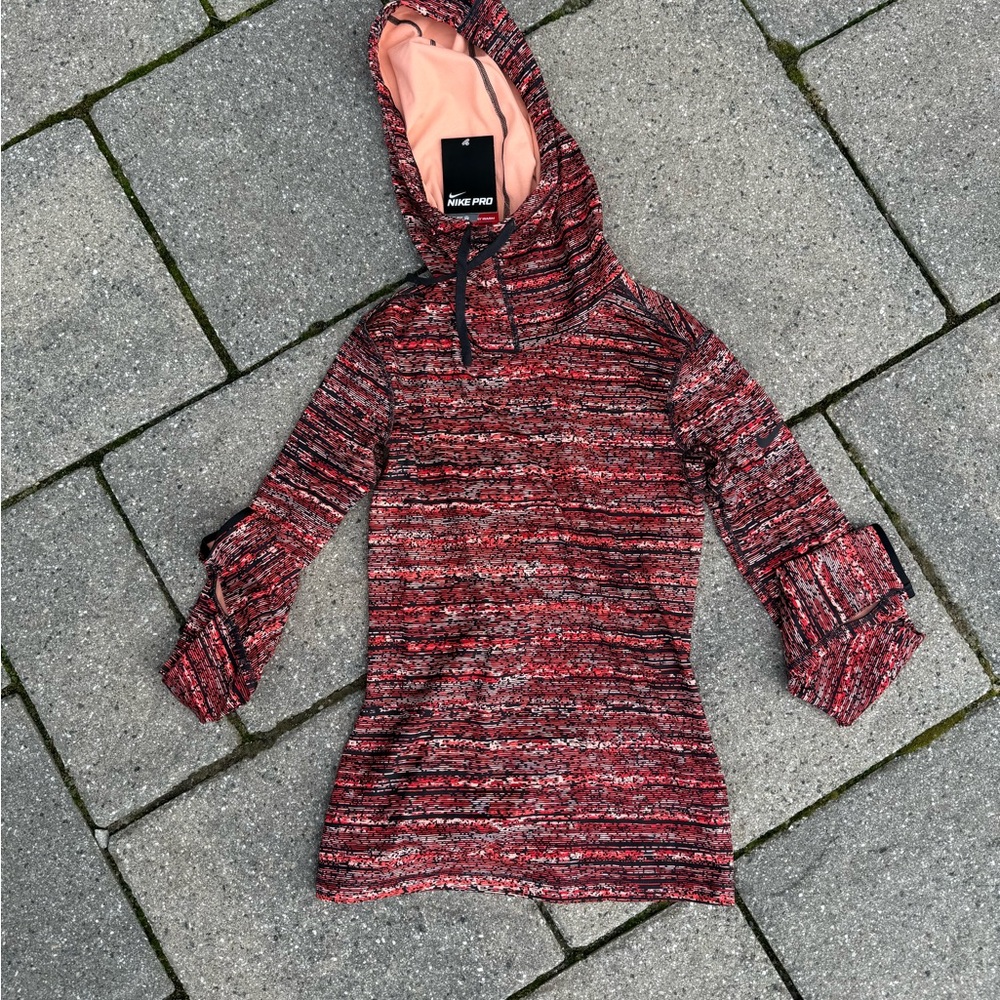 NWT Nike Pro Red and Black Hooded Top